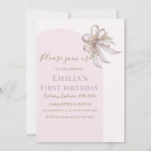 Invitation Chic Lavender Ribbon bow First birthday  (Dos)