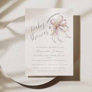 Invitation Chic Lavender Ribbon bow ribbon baby shower 