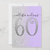 Invitation Chic Lavender Silver Parties scintillant Ombre 60e (Dos)