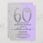 Invitation Chic Lavender Silver Parties scintillant Ombre 60e (Devant / Derrière)