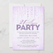 Invitation Chic Lavender Sparkle 21 Encore fête d'anniversair (Devant)