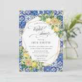 Invitation Chic Lemon Floral Greenery Fête des mariées géomét (Debout devant)