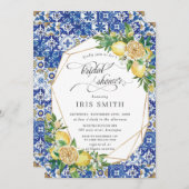 Invitation Chic Lemon Floral Greenery Fête des mariées géomét (Devant / Derrière)