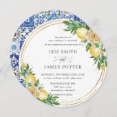 Invitation Chic Lemon Floral Mariage or (Devant / Derrière)