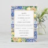 Invitation Chic Lemon Floral Verdure Destination Mariage (Debout devant)