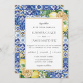 Invitation Chic Lemon Floral Verdure Destination Mariage (Devant / Derrière)