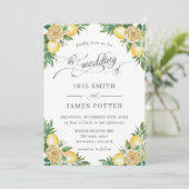 Invitation Chic Lemon Floral Verdure Mariage méditerranéen (Debout devant)