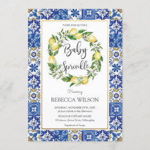 Invitation Chic Lemon Méditerranéen Bébé Saupoudrer Garçon Fi
