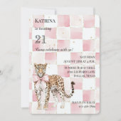 Invitation Chic Leopard Rose Bow Carrés Anniversaire (Devant)