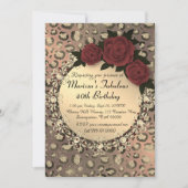 Invitation Chic Leopard Rose Fabuleux 40e anniversaire (Devant)