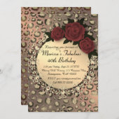 Invitation Chic Leopard Rose Fabuleux 40e anniversaire (Devant / Derrière)