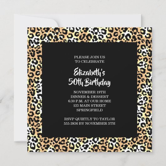 Invitation Chic Leopard Surprise 50e anniversaire (Dos)
