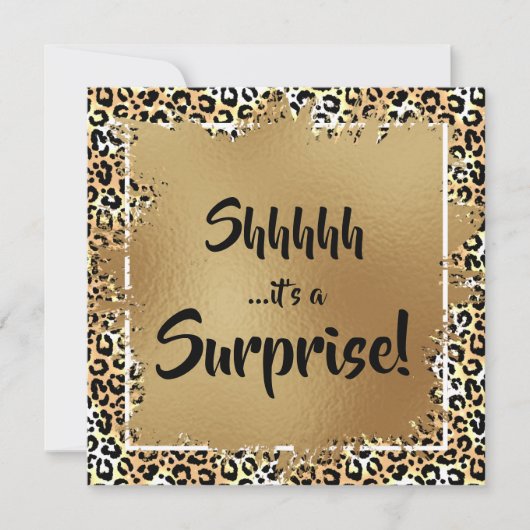 Invitation Chic Leopard Surprise 50e anniversaire (Devant)