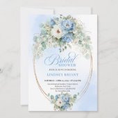 Invitation Chic Light Blue Peonies Eucalyptus Bridal Shower (Devant)