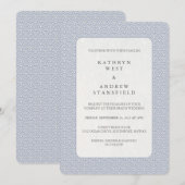 Invitation Chic Lilac-Bleu + Blanc Petit Motif Vague Mariage (Devant / Derrière)