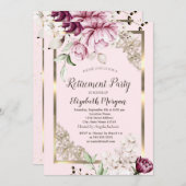 Invitation Chic Lilac Flowers Gold Frame Retraite (Devant / Derrière)