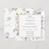 Invitation Chic Lilac Purple Floral Carré Mariage (Devant / Derrière)