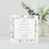 Invitation Chic Lilac Purple Floral Carré Mariage (Debout devant)