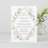 Invitation Chic Lilac Purple Floral Mariage (Debout devant)
