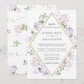 Invitation Chic Lilac Purple Floral Mariage (Devant / Derrière)