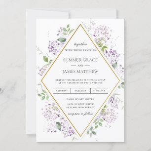 Invitation Chic Lilac Purple Floral Mariage