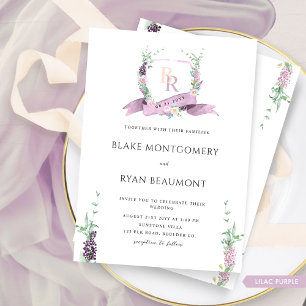 Invitation Chic Lilac Purple Pastel Floral Monogram Mariage
