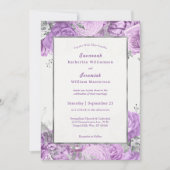Invitation Chic Lilac Silver Floral Mariage personnalisable (Devant)