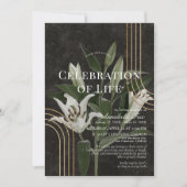 Invitation Chic Lilies Célébration de la vie funéraire Memori (Devant)