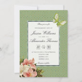 Invitation Chic Lilies & Papillon Bijou Fiançailles (Devant)