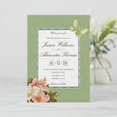 Invitation Chic Lilies & Papillon Bijou Fiançailles (Debout devant)