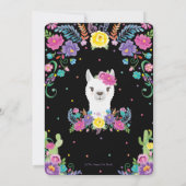 Invitation Chic Llama Fun Floral Mexicain 1er Anniversaire (Dos)