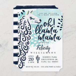 Invitation Chic Llama Mama & Stripes - C'est un Baby shower g