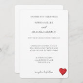 Invitation Chic Love Red Heart Mariage (Devant / Derrière)