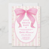 Invitation Chic Love Shack Pink Bow Lace Baby shower fille (Devant)