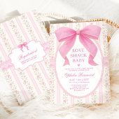 Invitation Chic Love Shack Pink Bow Lace Baby shower fille