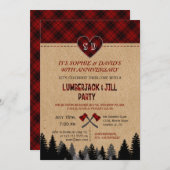 Invitation Chic LumberJack et Jill Mariage 40e Anniversaire  (Devant / Derrière)