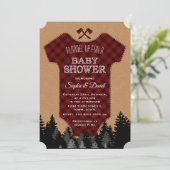 Invitation "Chic Lumberjack Red Buffalo costume bébé Baby sho (Debout devant)