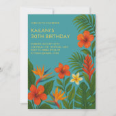 Invitation Chic Lush Tropical Floral Luau fête d'anniversaire (Devant)