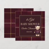 Invitation Chic Luxury Teddy Bear baby shower  (Devant / Derrière)