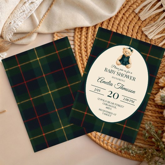 Invitation Chic Luxury Teddy Bear Baby Shower