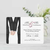 Invitation Chic M. Et M. Tuxedo Couple Mariage Célébration (Debout devant)