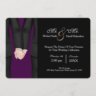 Invitation Chic M. Et M. Tuxedo Couple Mariage Célébration