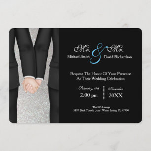 Invitation Chic M. Et M. Tuxedo Couple Mariage Célébration