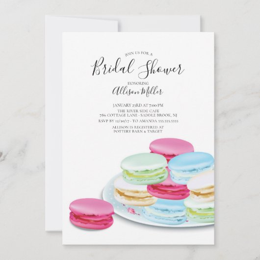 Invitation Chic Macaroon Bridal Shower (Devant)