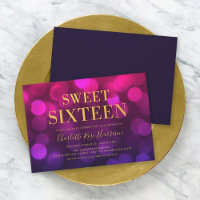 Chic Magenta Bokeh Lumières Sweet sixteen Annivers