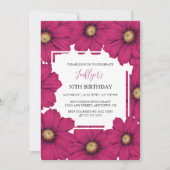 Invitation Chic Magenta Cosmos Floral Botanical Anniversaire (Devant)
