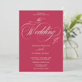 Invitation Chic magenta rose tout en un mariage de calligraph (Debout devant)