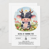 Invitation Chic Magic Barnyard Cow Anniversaire (Devant / Derrière)