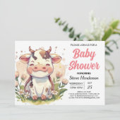 Invitation Chic Magique Ferme Élégance Baby shower de vache (Debout devant)