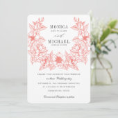 Invitation Chic Magnolia Wreath | Corail | MARIAGE (Debout devant)